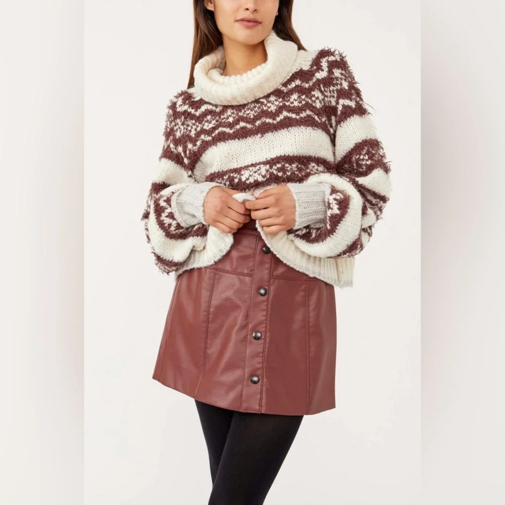 FREE PEOPLE Check Me Out Sweater NEW Winter Fog Size XS
